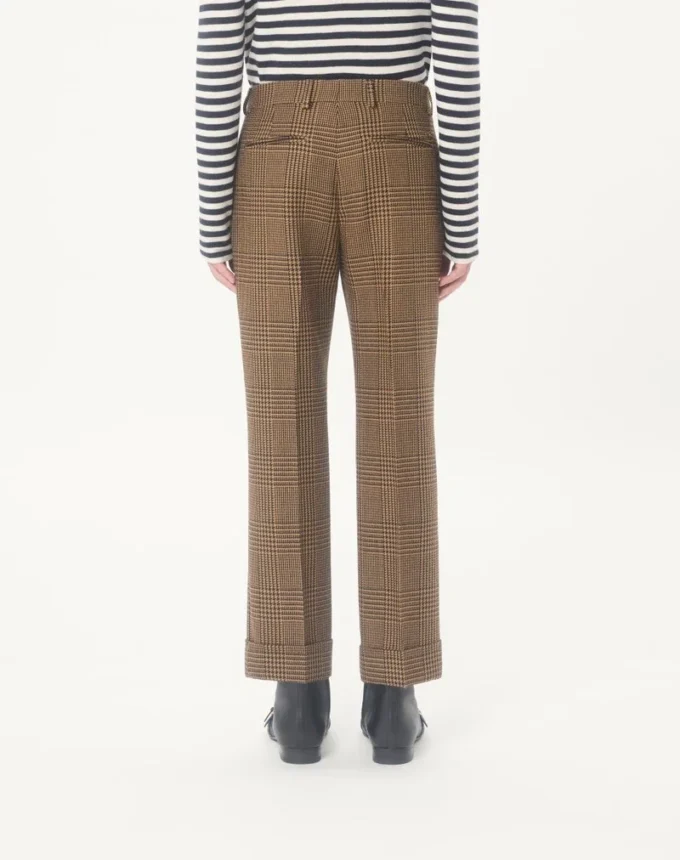Pantalones de lana Valentino con estampado Glen Plaid y vueltas