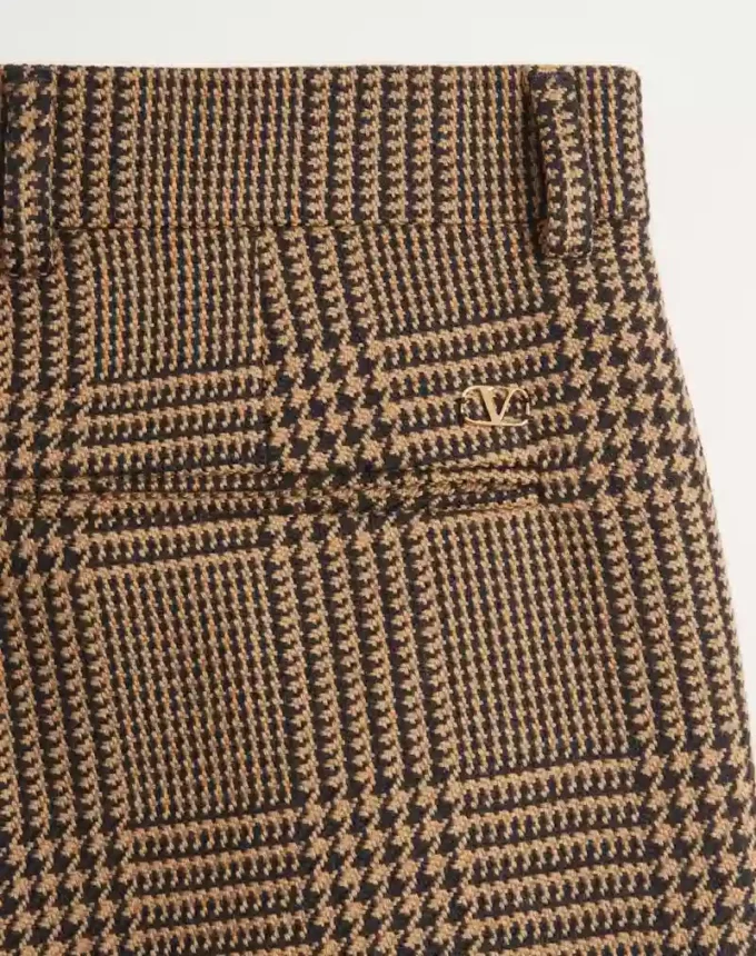 Pantalones de lana Valentino con estampado Glen Plaid y vueltas