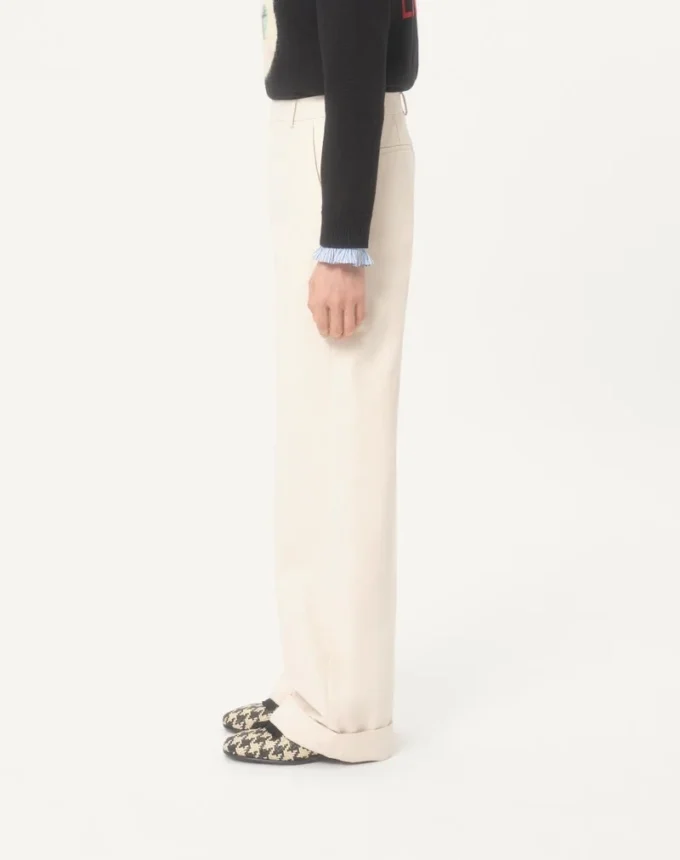 Pantalones de lona de algodón con vuelta