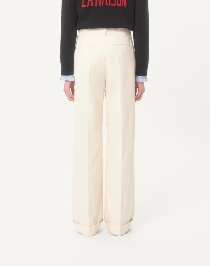 Pantalones de lona de algodón con vuelta