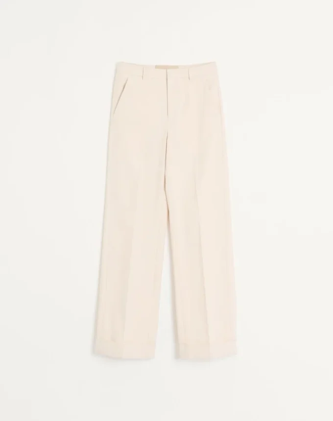 Pantalones de lona de algodón con vuelta