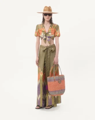 Pantalones de lurex con estampado Voyage Imaginaire Pantalones de lurex con estampado Voyage Imaginaire