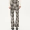 Pantalones de mezcla de lana con estampado de cuadros y vuelta Pantalones de mezcla de lana con estampado de cuadros y vuelta