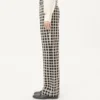 Pantalones de mezcla de lana con estampado de cuadros y vuelta Pantalones de mezcla de lana con estampado de cuadros y vuelta