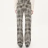 Pantalones de mezcla de lana con estampado de cuadros y vuelta Pantalones de mezcla de lana con estampado de cuadros y vuelta