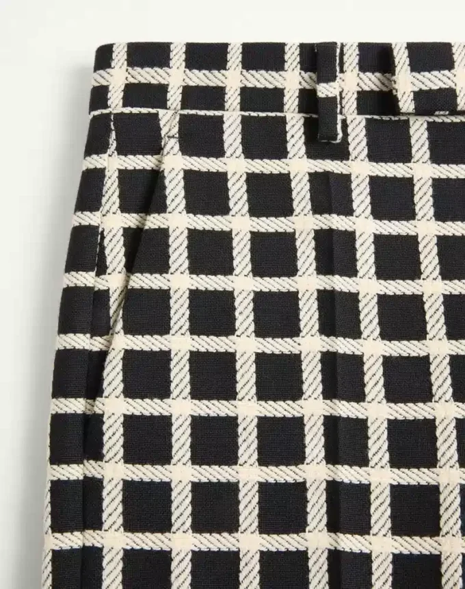Pantalones de mezcla de lana con estampado de cuadros y vuelta Pantalones de mezcla de lana con estampado de cuadros y vuelta