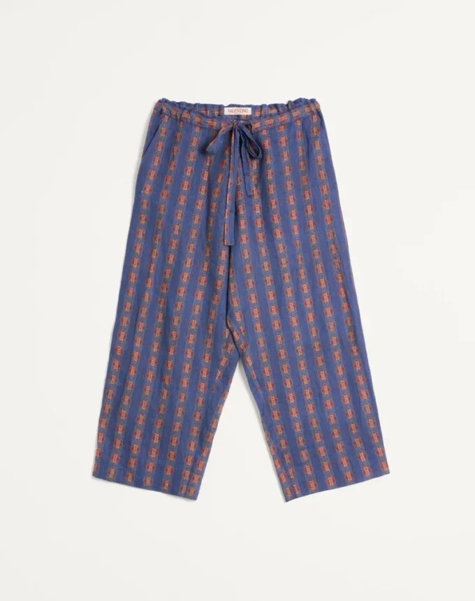 Pantalones de pijama de lino con estampado Voyage Imaginaire
