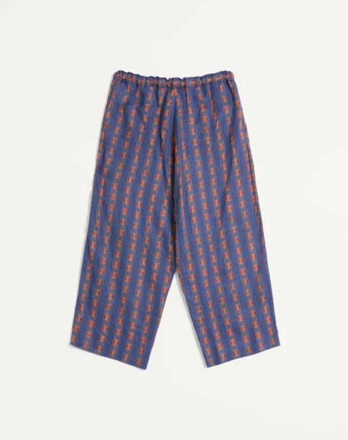 Pantalones de pijama de lino con estampado Voyage Imaginaire