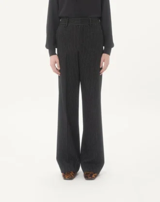 Pantalones de rayas diplomáticas de Valentino en lana y seda