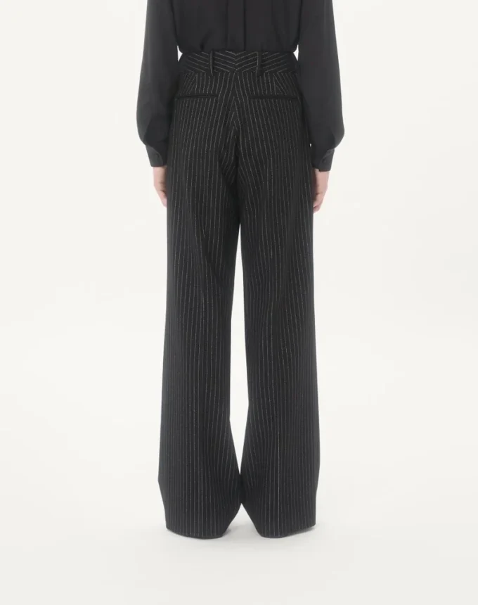 Pantalones de rayas diplomáticas de Valentino en lana y seda