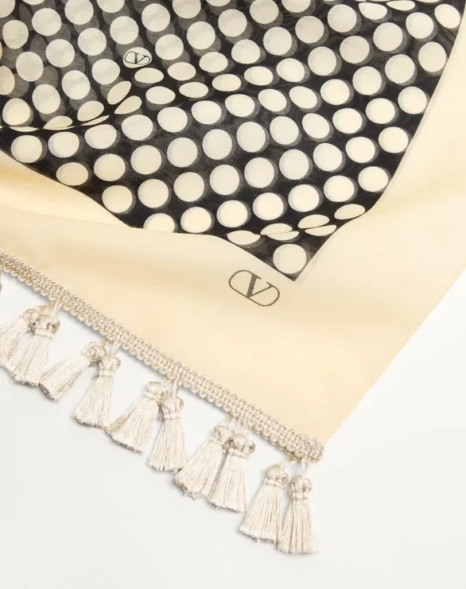Pareo Escape de algodón y seda con estampado de lunares
