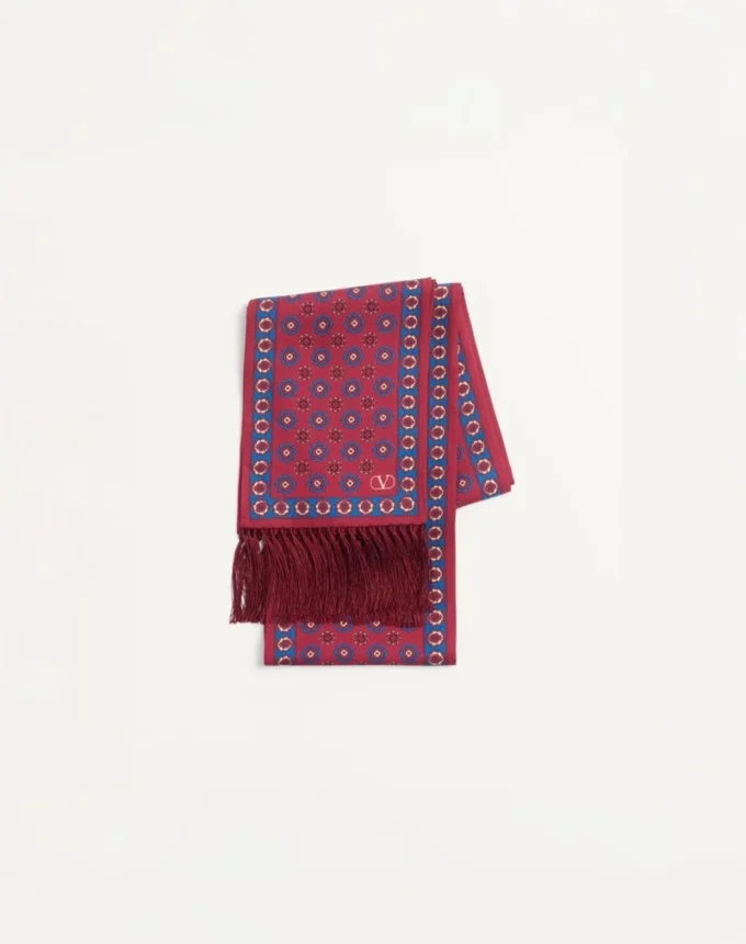 Pañuelo bandeau de seda con flecos