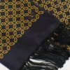 Pañuelo bandeau de seda con flecos