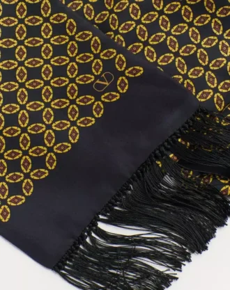 Pañuelo bandeau de seda con flecos