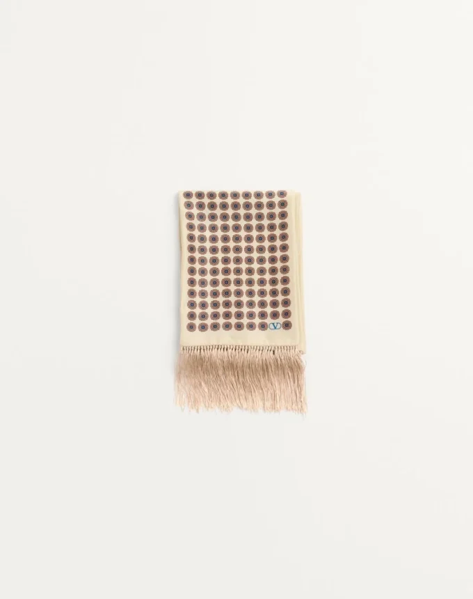 Pañuelo bandeau de seda con flecos
