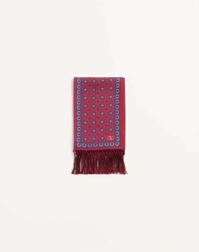 Pañuelo bandeau de seda con flecos
