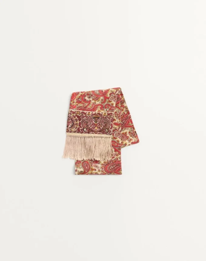 Pañuelo bandeau de seda Voyage Imaginaire con flecos