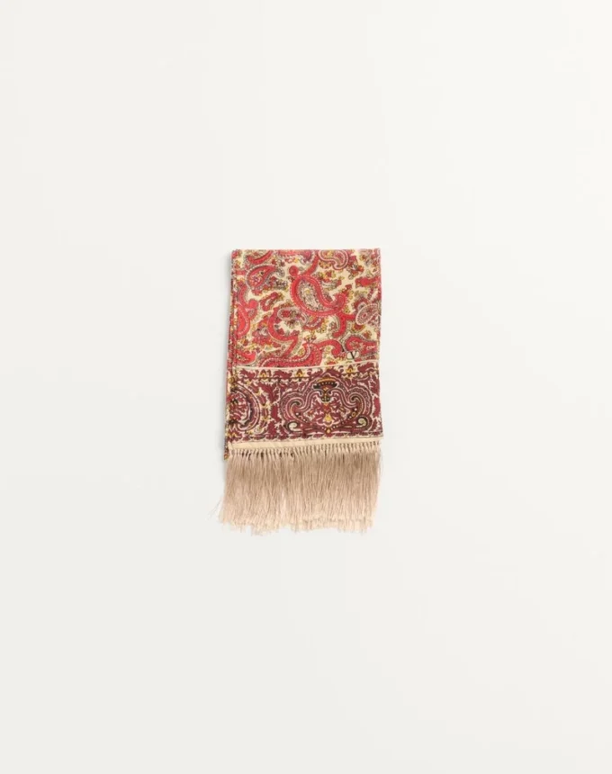 Pañuelo bandeau de seda Voyage Imaginaire con flecos