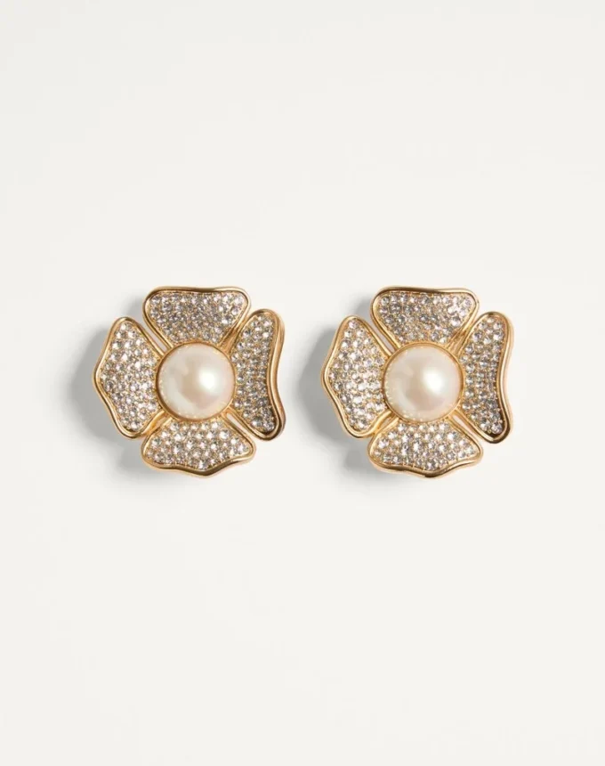 Pendientes San Fin de metal con cristales Swarovski® y perlas
