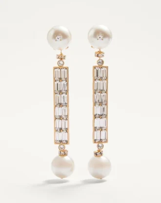 Pendientes San Fin de metal con cristales Swarovski® y perlas Pendientes San Fin de metal con cristales Swarovski® y perlas