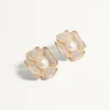 Pendientes San Fin de metal con cristales Swarovski® y perlas