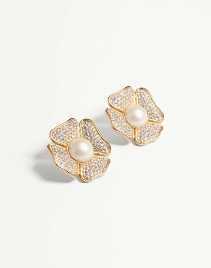 Pendientes San Fin de metal con cristales Swarovski® y perlas
