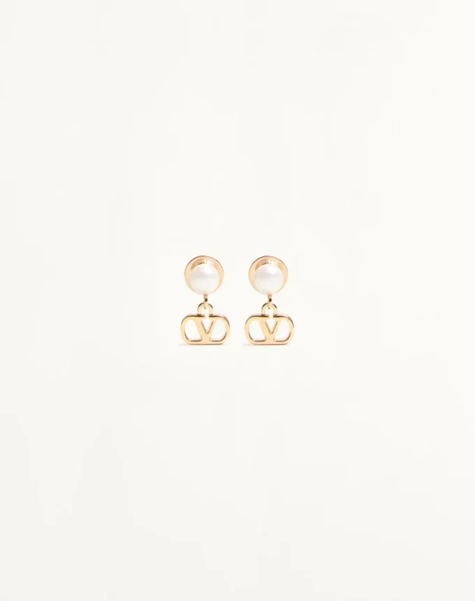 Pendientes Vlogo Signature de metal y perlas