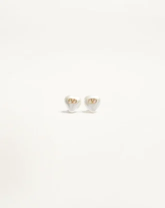 Pendientes VLogo Signature de metal y perlas Pendientes VLogo Signature de metal y perlas