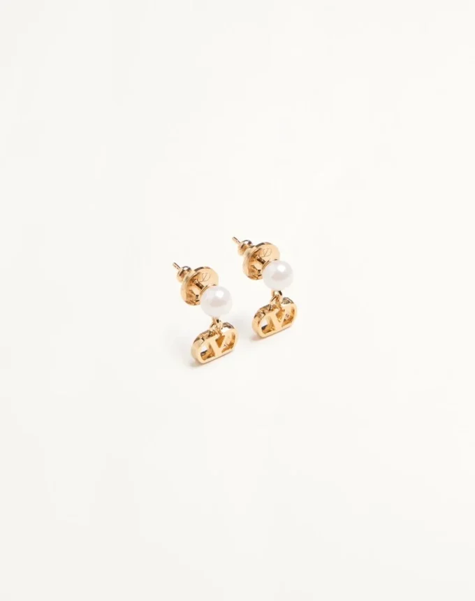 Pendientes Vlogo Signature de metal y perlas