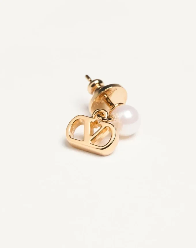 Pendientes Vlogo Signature de metal y perlas