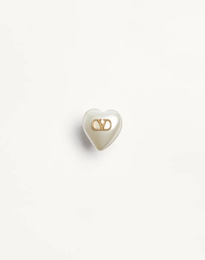 Pendientes VLogo Signature de metal y perlas