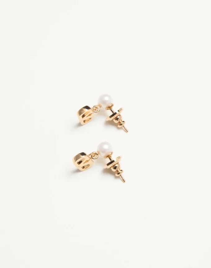 Pendientes Vlogo Signature de metal y perlas