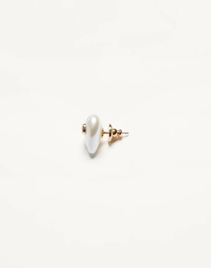 Pendientes VLogo Signature de metal y perlas