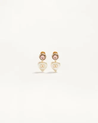 Pendientes VLogo Signature en metal, esmalte, perlas y cristales Pendientes VLogo Signature en metal, esmalte, perlas y cristales