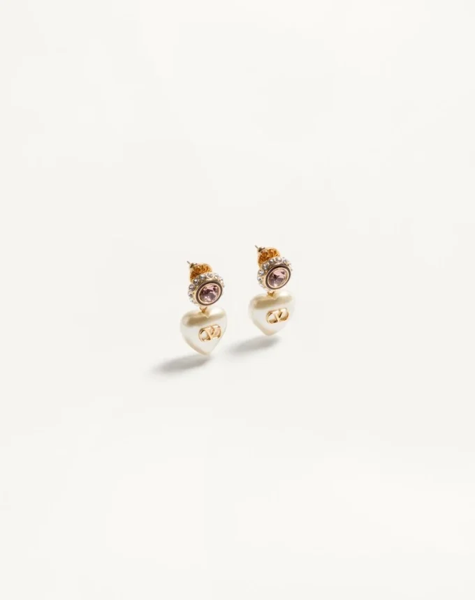 Pendientes VLogo Signature en metal, esmalte, perlas y cristales