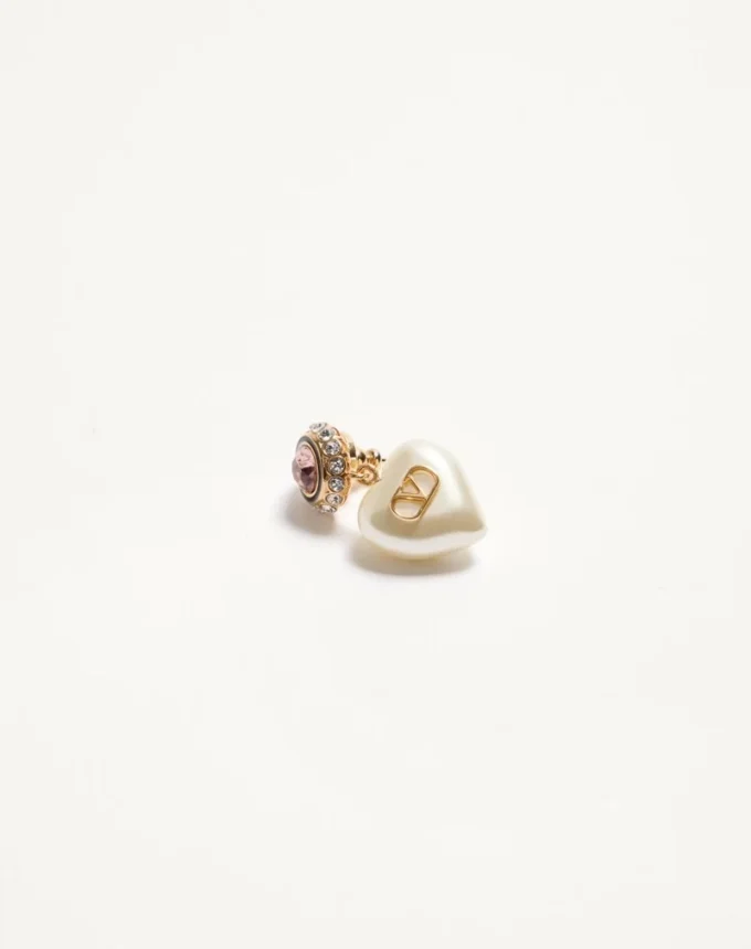 Pendientes VLogo Signature en metal, esmalte, perlas y cristales