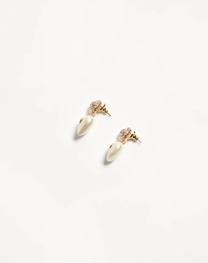 Pendientes VLogo Signature en metal, esmalte, perlas y cristales
