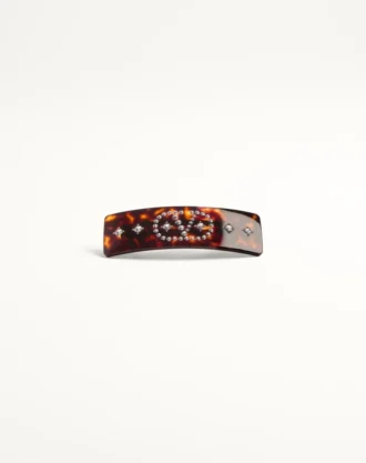 Pinza para el pelo con el logotipo Vlogo en resina, metal y cristales