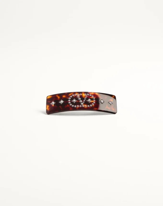 Pinza para el pelo con el logotipo Vlogo en resina, metal y cristales Pinza para el pelo con el logotipo Vlogo en resina, metal y cristales