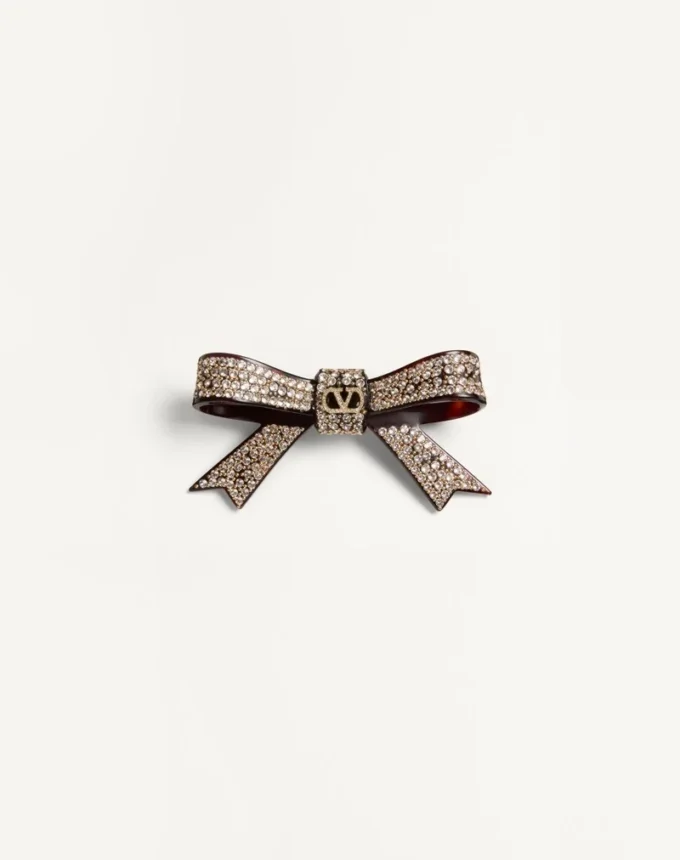 Pinza para el pelo con el logotipo Vlogo en resina, metal y cristales