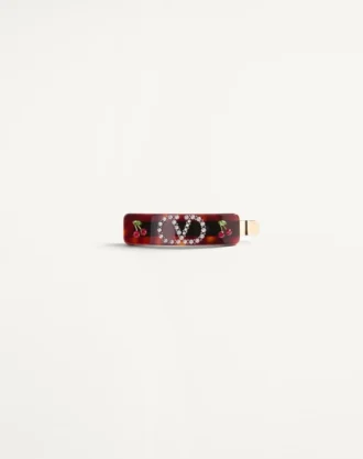 Pinza para el pelo con el logotipo Vlogo en resina, metal y cristales Swarovski®