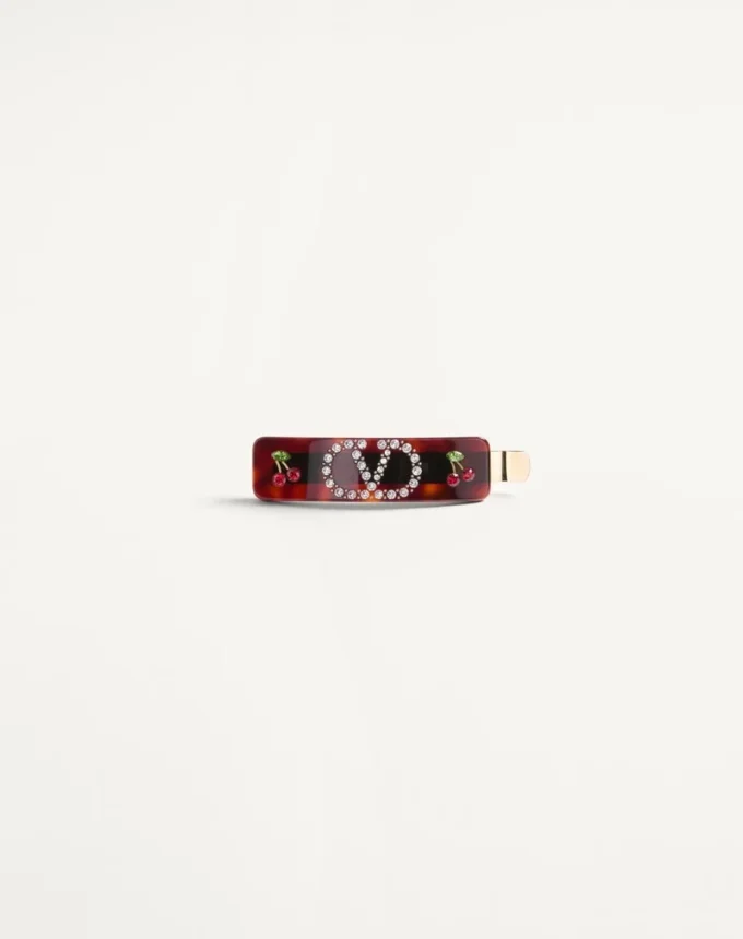 Pinza para el pelo con el logotipo Vlogo en resina, metal y cristales Swarovski®