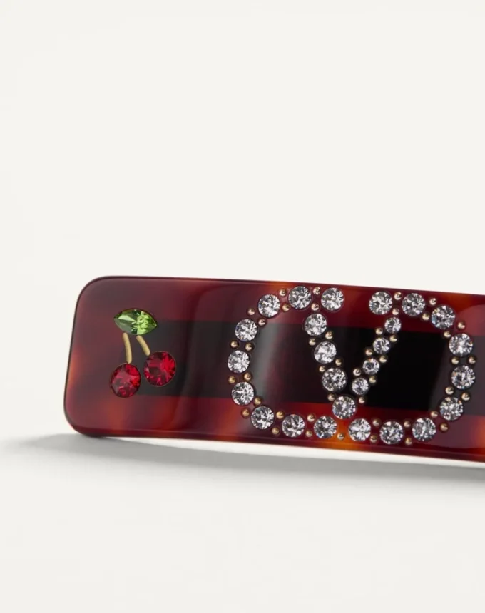 Pinza para el pelo con el logotipo Vlogo en resina, metal y cristales Swarovski®