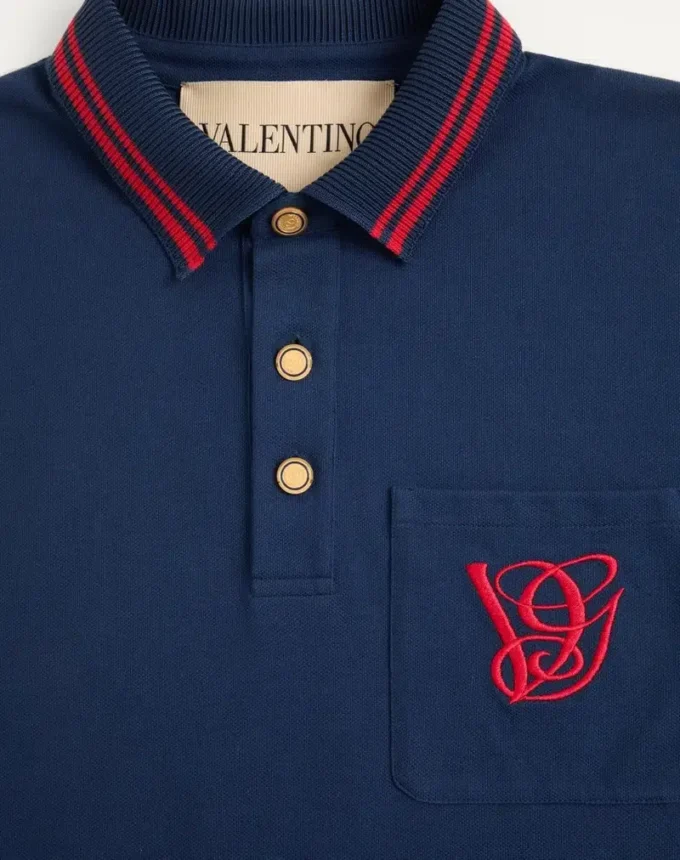 Polo de piqué de algodón con bordado VG Polo de piqué de algodón con bordado VG