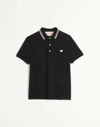 Polo de piqué de algodón con parche Vlogo