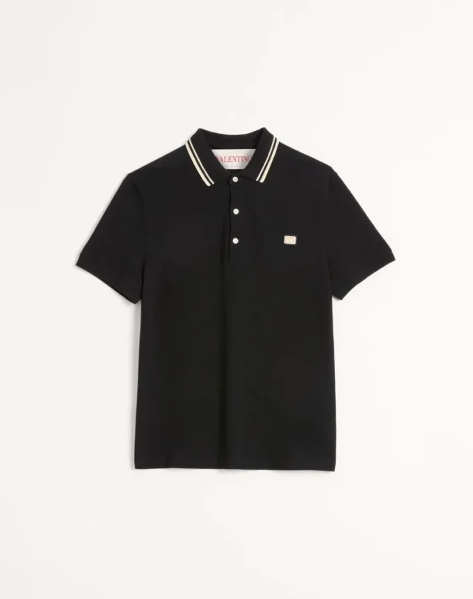 Polo de piqué de algodón con parche Vlogo Polo de piqué de algodón con parche Vlogo