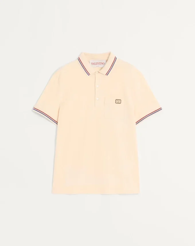 Polo de piqué de algodón con parche Vlogo Polo de piqué de algodón con parche Vlogo