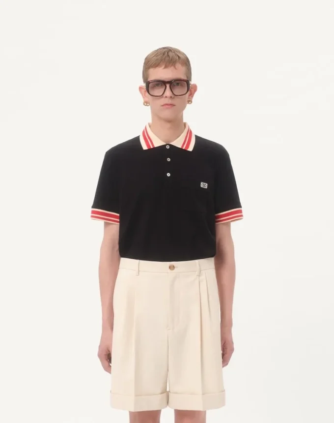 Polo de piqué de algodón con parche Vlogo Polo de piqué de algodón con parche Vlogo