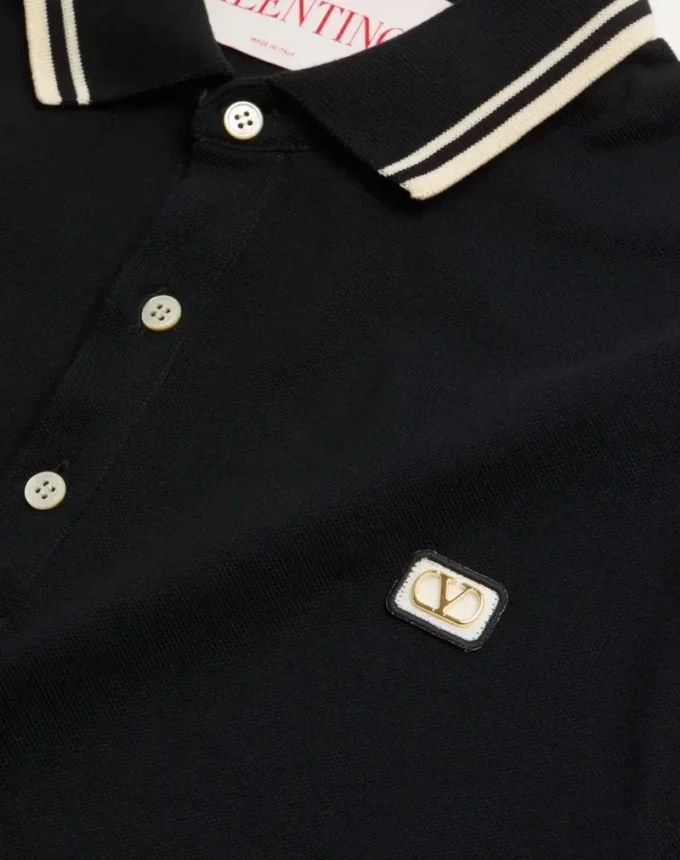 Polo de piqué de algodón con parche Vlogo Polo de piqué de algodón con parche Vlogo