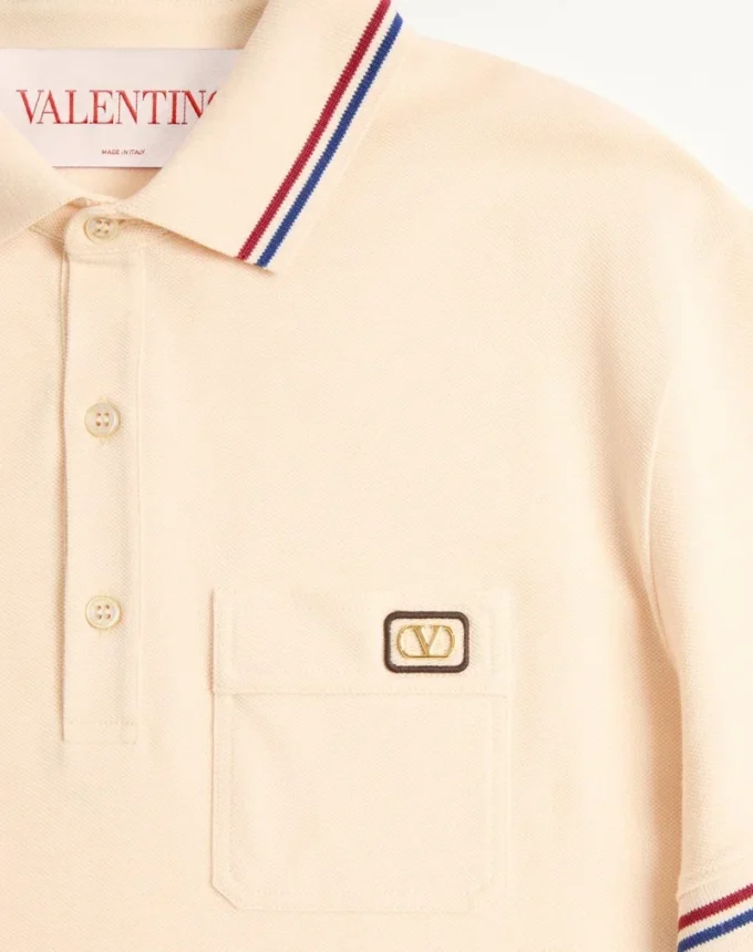 Polo de piqué de algodón con parche Vlogo Polo de piqué de algodón con parche Vlogo